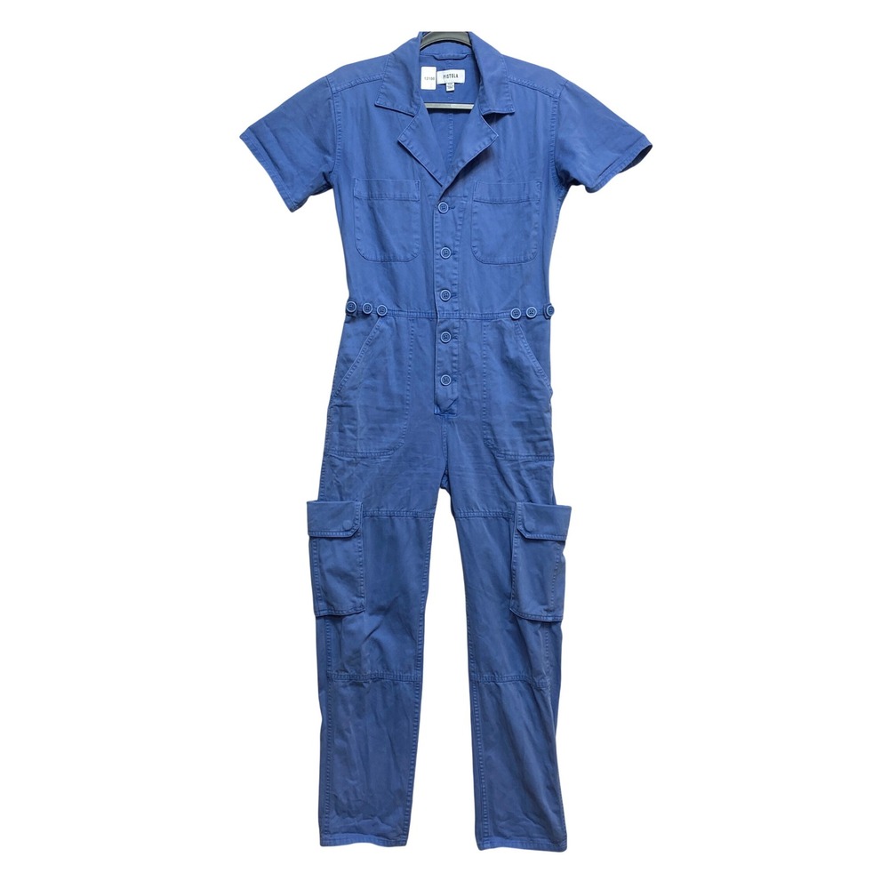 Pistola Jumpsuit Womens XXS Blue Grover Field Suit Cotton Utility Button Front